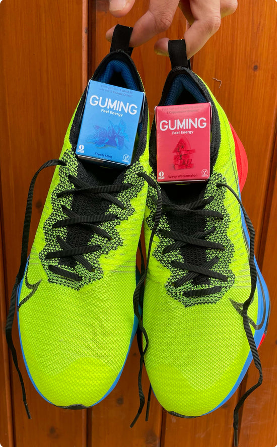 Energy Kaugummi mit Laufschuhen zum Joggen