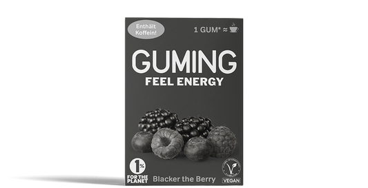 GUMING Energy Koffein Kaugummi mit Guarana und Vitaminen in Geschmacksrichtung Waldbeeren Beeren-Mix